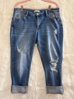 Hammer Jeans Womens Distressed Denim Capris Size 11 Stretchy Pockets Summer